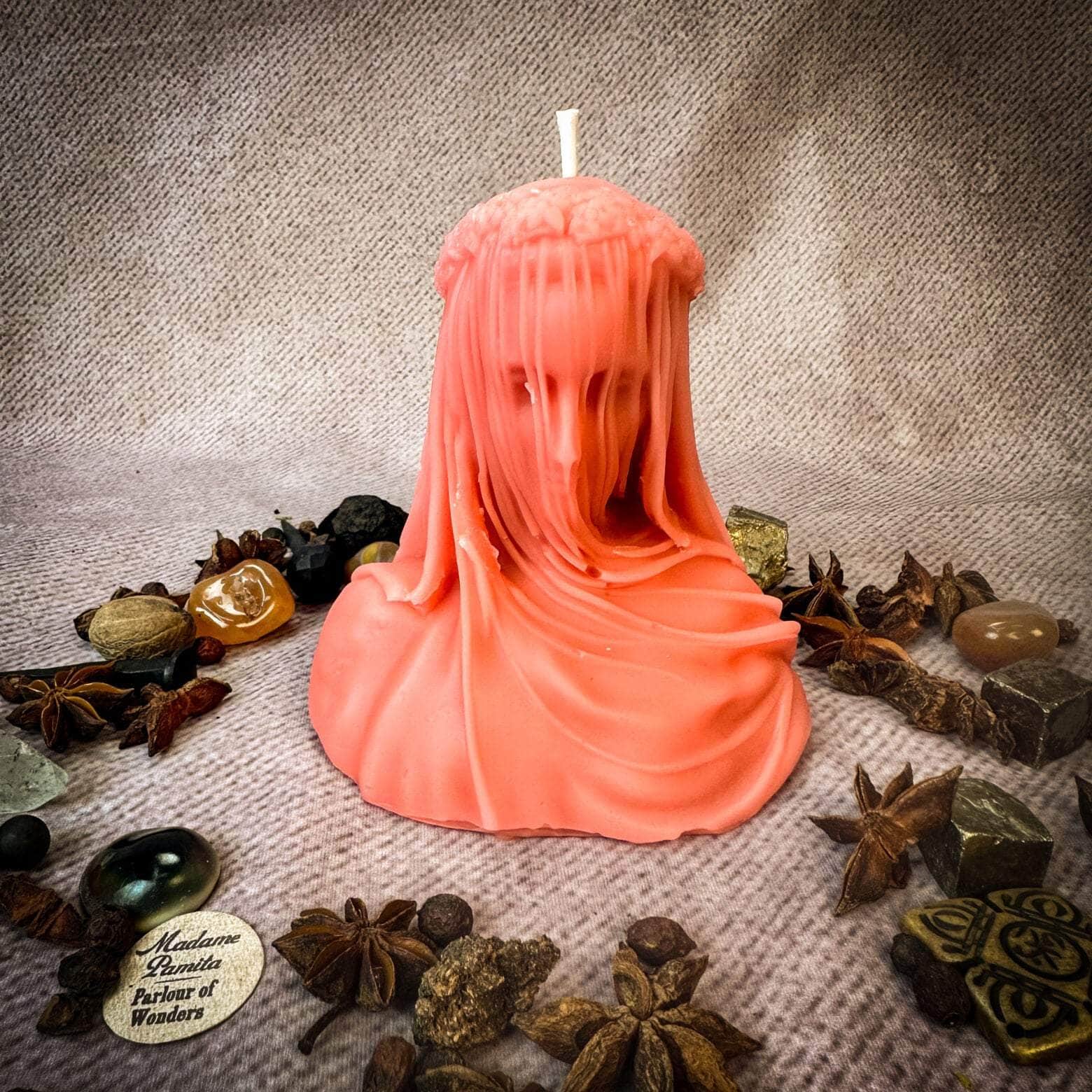 Parlour of Wonders Pink (Hiding Family Secrets) Beeswax Veil of Secrets Spell Candle Beeswax Veil of Secrets Spell Candle
