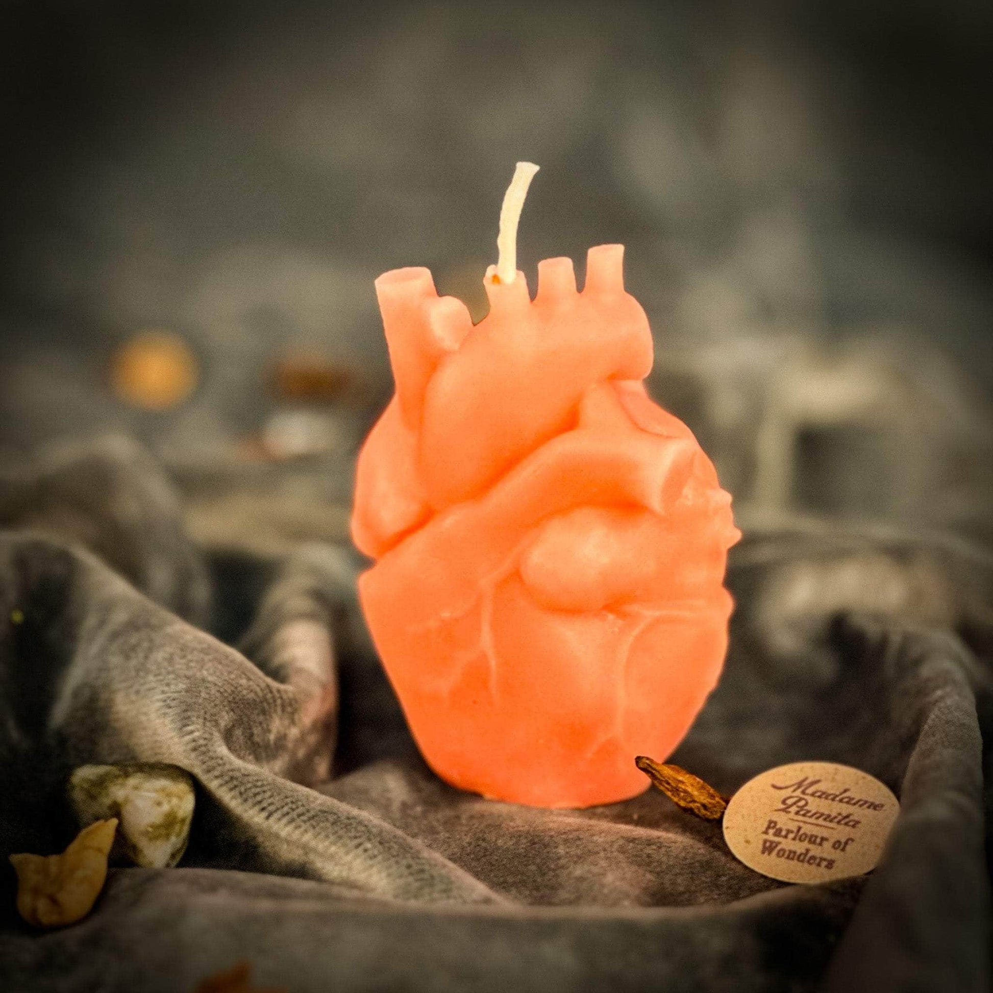 Parlour of Wonders Pink (Romance) Beeswax Anatomical Heart Spell Candle Beeswax Anatomical Heart Spell Candle