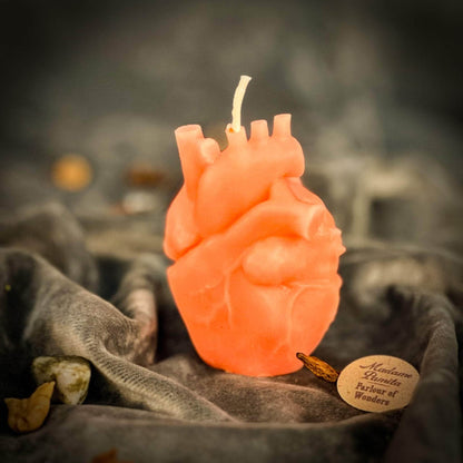 Parlour of Wonders Pink (Romance) Beeswax Anatomical Heart Spell Candle Beeswax Anatomical Heart Spell Candle