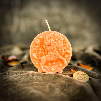 Parlour of Wonders Pink (Romance) Beeswax Leo Lion Zodiac Spell Candle Beeswax Leo Lion Zodiac Spell Candle