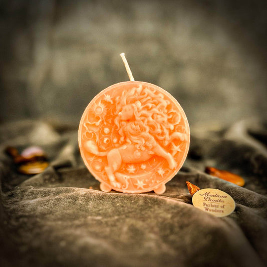 Parlour of Wonders Pink (Romance) Beeswax Leo Lion Zodiac Spell Candle Beeswax Leo Lion Zodiac Spell Candle