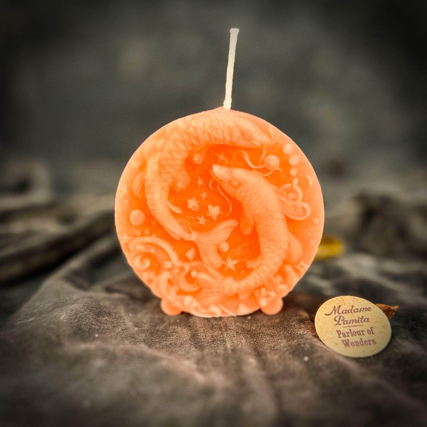 Parlour of Wonders Pink (Romance) Beeswax Pisces Fish Zodiac Spell Candle Beeswax Pisces Fish Zodiac Spell Candle