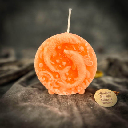 Parlour of Wonders Pink (Romance) Beeswax Pisces Fish Zodiac Spell Candle Beeswax Pisces Fish Zodiac Spell Candle