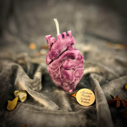 Parlour of Wonders Purple (Power) Beeswax Anatomical Heart Spell Candle Beeswax Anatomical Heart Spell Candle