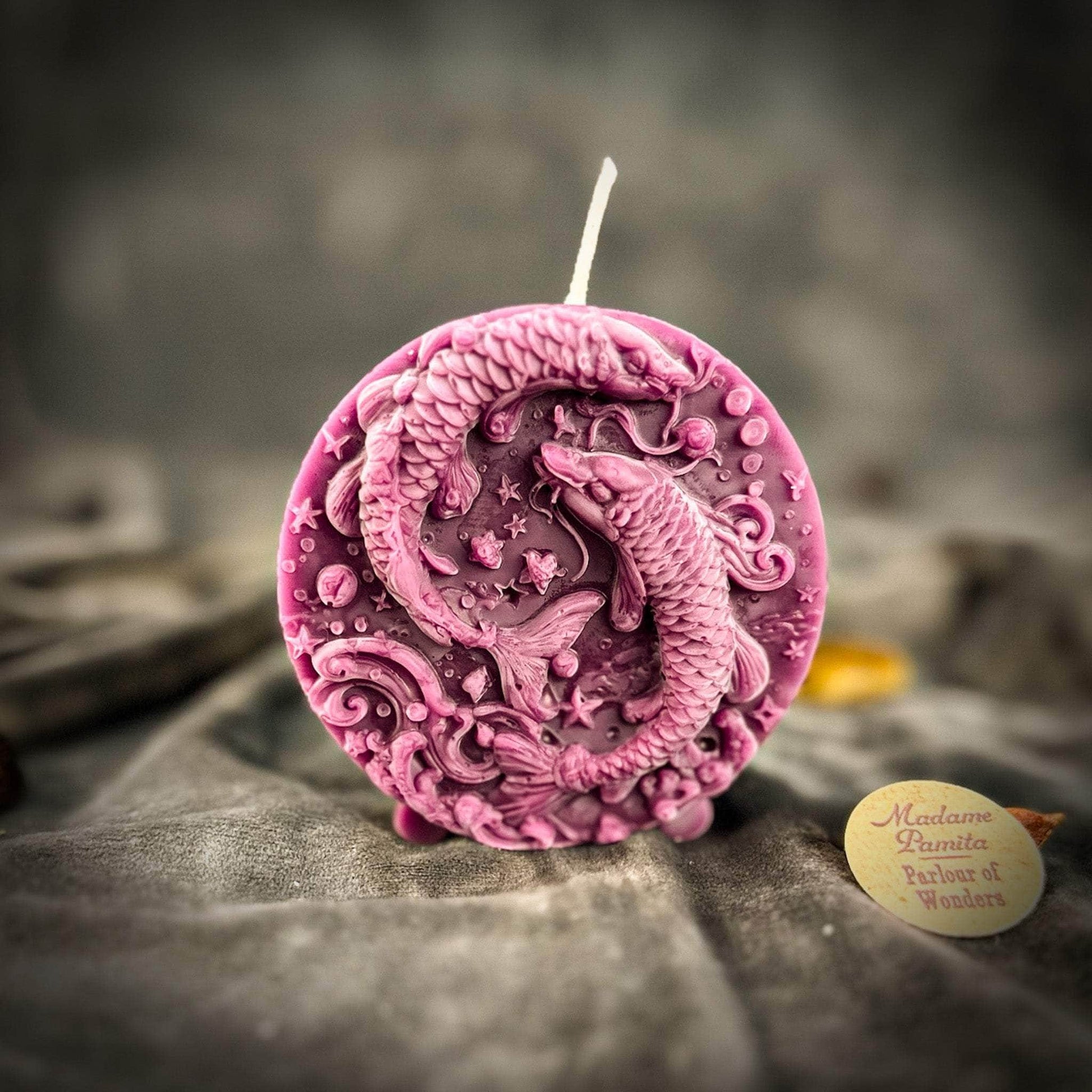 Parlour of Wonders Purple (Power) Beeswax Pisces Fish Zodiac Spell Candle Beeswax Pisces Fish Zodiac Spell Candle