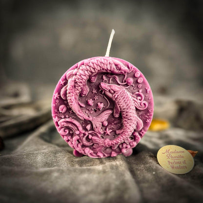 Parlour of Wonders Purple (Power) Beeswax Pisces Fish Zodiac Spell Candle Beeswax Pisces Fish Zodiac Spell Candle