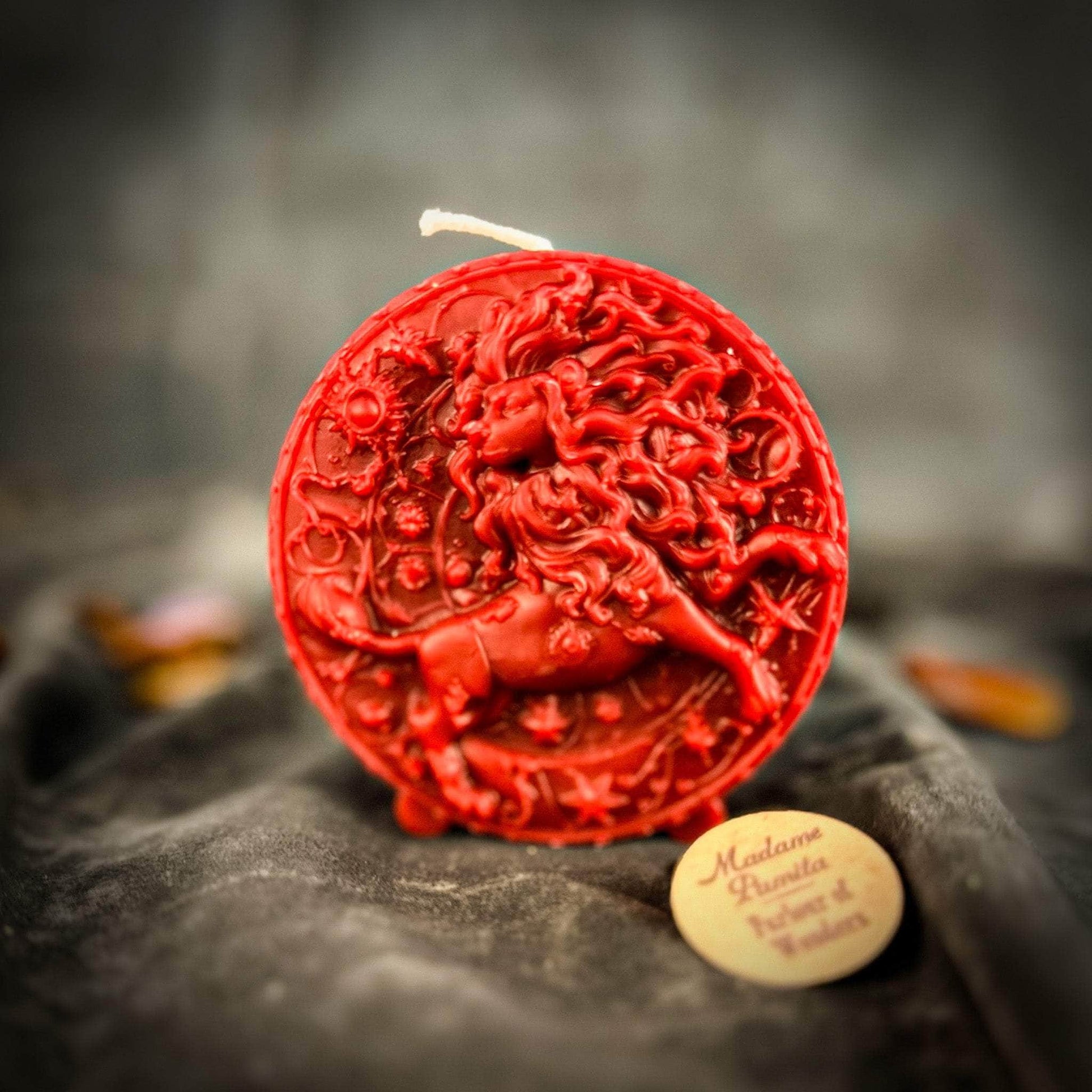 Parlour of Wonders Red (Passion) Beeswax Leo Lion Zodiac Spell Candle Beeswax Leo Lion Zodiac Spell Candle