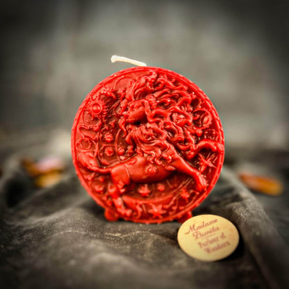 Parlour of Wonders Red (Passion) Beeswax Leo Lion Zodiac Spell Candle Beeswax Leo Lion Zodiac Spell Candle
