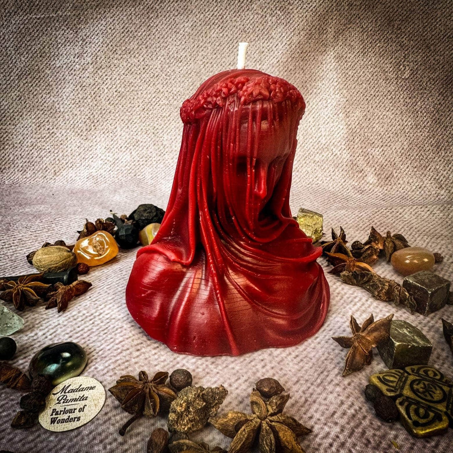 Parlour of Wonders Red (Romance / Secret Relationships) Beeswax Veil of Secrets Spell Candle Beeswax Veil of Secrets Spell Candle