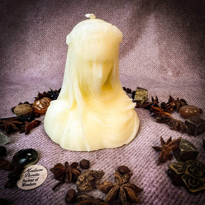 Parlour of Wonders White (Bringing All Secrets to Light) Beeswax Veil of Secrets Spell Candle Beeswax Veil of Secrets Spell Candle