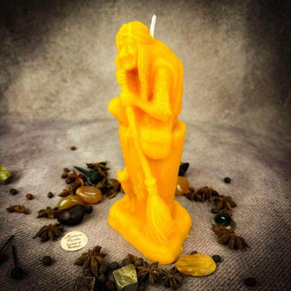 Parlour of Wonders Yellow (Happiness) Beeswax Baba Yaga Spell Candle Beeswax Baba Yaga Spell Candle
