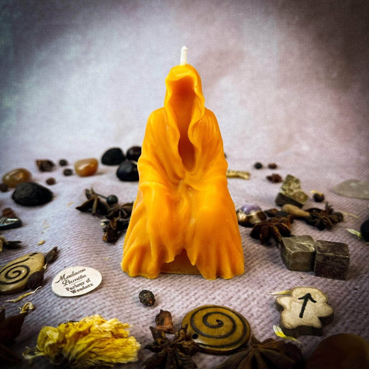 Parlour of Wonders Yellow (Happiness) Beeswax Seer Spirit Spell Candle Beeswax Seer Spirit Spell Candle