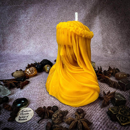 Parlour of Wonders Yellow (Protecting Good Fortune) Beeswax Veil of Secrets Spell Candle Beeswax Veil of Secrets Spell Candle