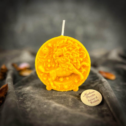Parlour of Wonders Yellow (Success) Beeswax Leo Lion Zodiac Spell Candle Beeswax Leo Lion Zodiac Spell Candle