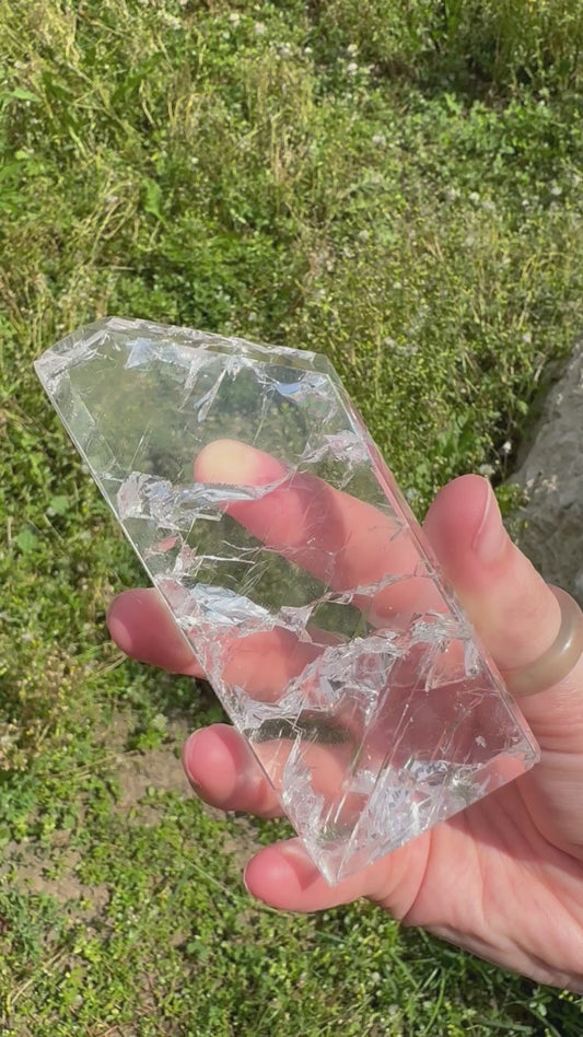 Clear Quartz Crackle Tower 4" Tall