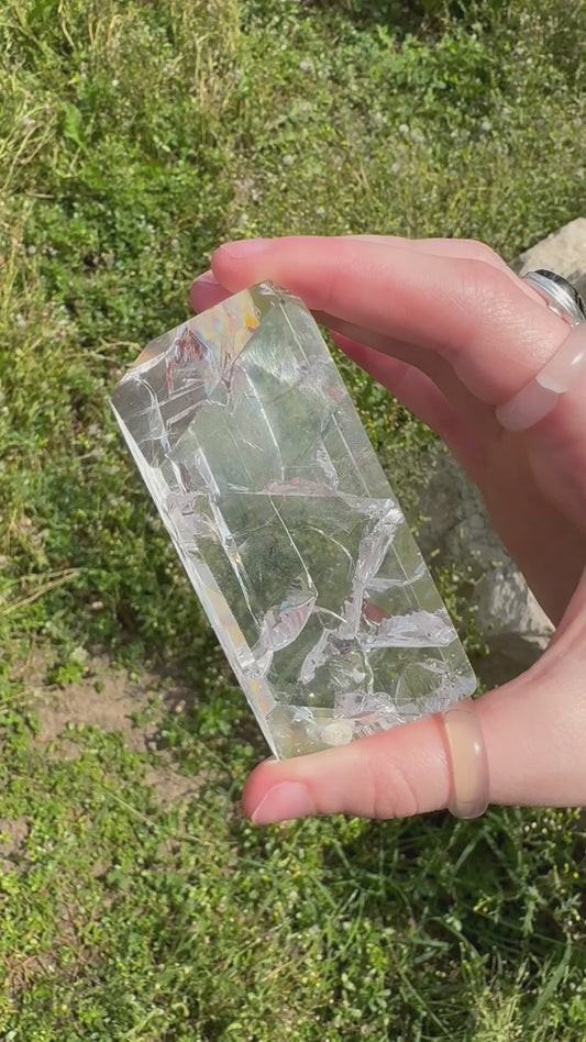 Clear Quartz Crackle Tower 3" Tall