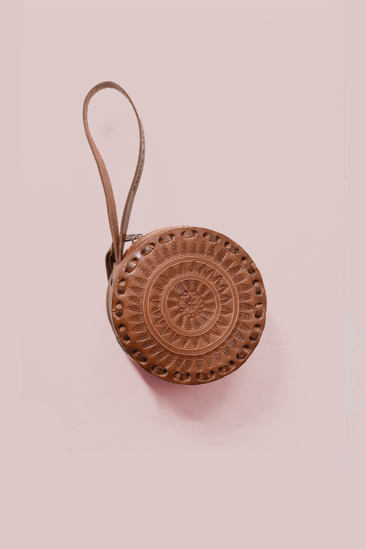 Purse & Clutch Clutch Russet Brown Embossed Circle Wristlet Embossed Circle Wristlet