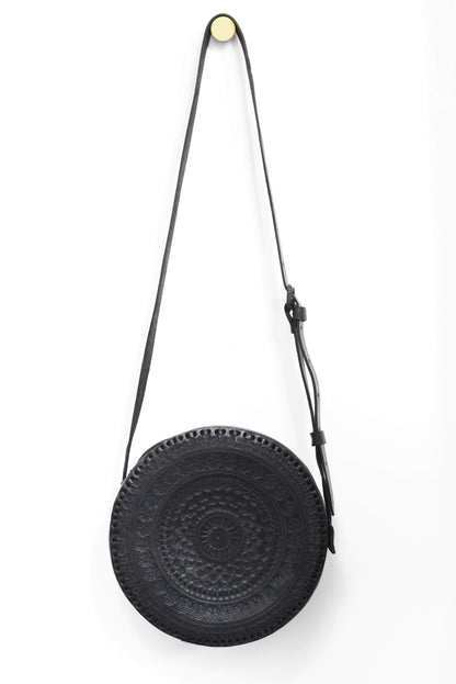 Purse & Clutch Handbags Black Embossed Circle Crossbody Embossed Circle Crossbody