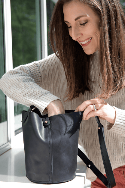 Purse & Clutch Handbags Ink Black Bucket Bag Bucket Bag