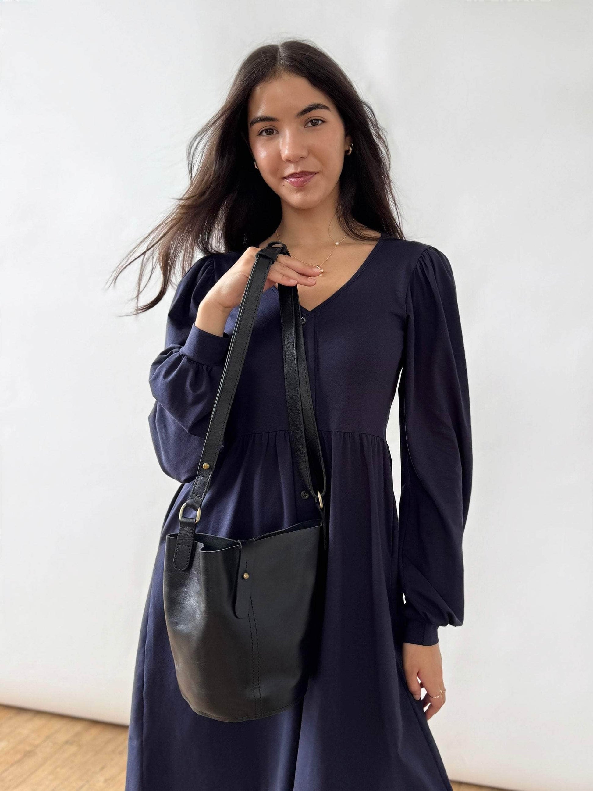 Purse & Clutch Handbags Ink Black Bucket Bag Bucket Bag