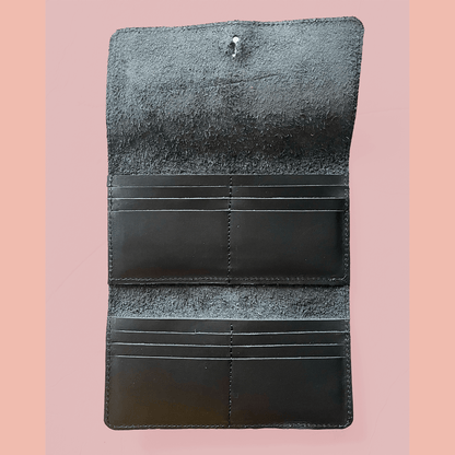 Purse & Clutch Handbags, Wallets & Cases Ink Black Fold Over Leather Wallet Fold Over Leather Wallet