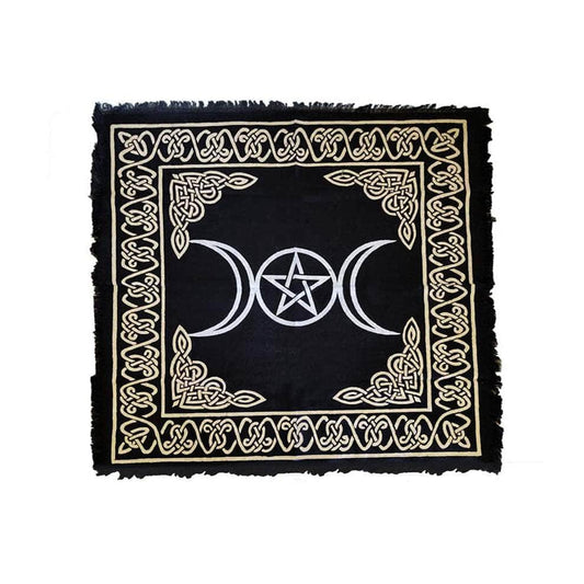 The Witches Sage LLC Altar Cloth Triple Moon Pentagram Altar Cloth 18" x 18" Triple Moon Pentagram Altar Cloth 18" x 18"