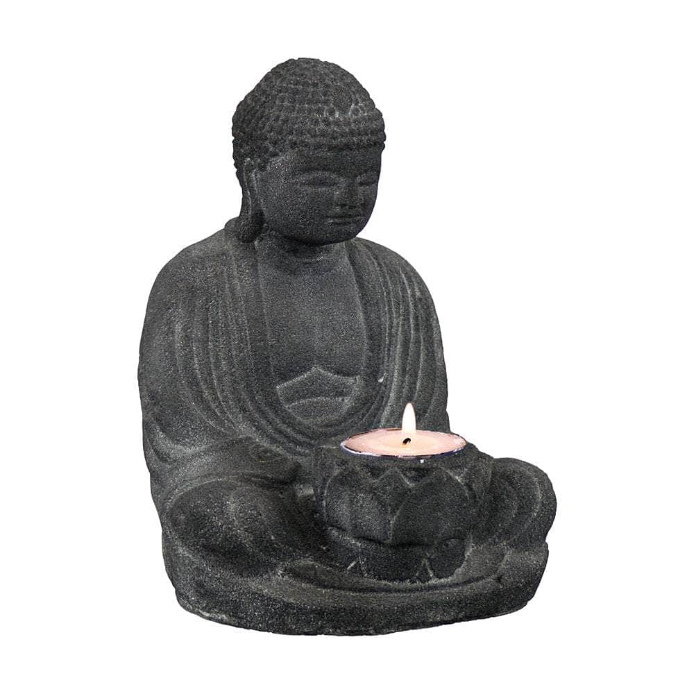 The Witches Sage LLC Candle Holder Buddha Volcanic Stone T-light Holder Buddha Volcanic Stone T-light Holder