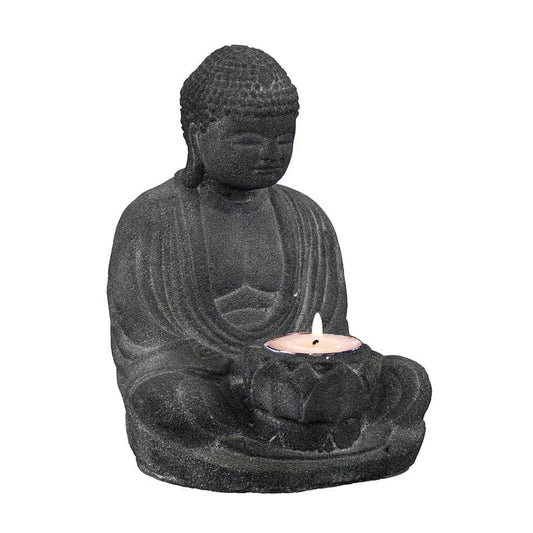 The Witches Sage LLC Candle Holder Buddha Volcanic Stone T-light Holder Buddha Volcanic Stone T-light Holder