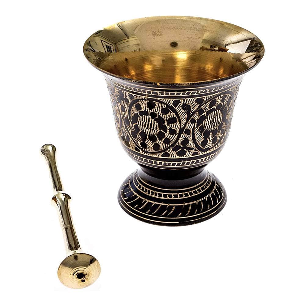 The Witches Sage LLC Mortar & Pestle Black Carved Brass Mortar & Pestle Black Carved Brass Mortar & Pestle