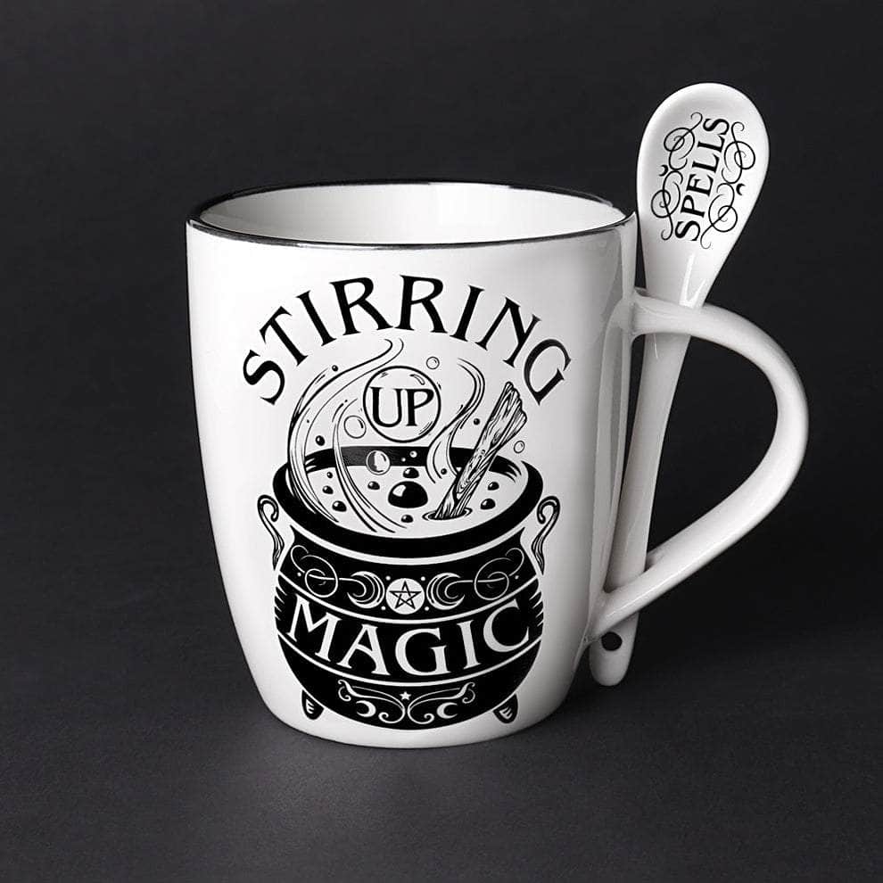 The Witches Sage LLC Mug Stirring Up Magic Mug & Spoon Set Stirring Up Magic Mug & Spoon Set