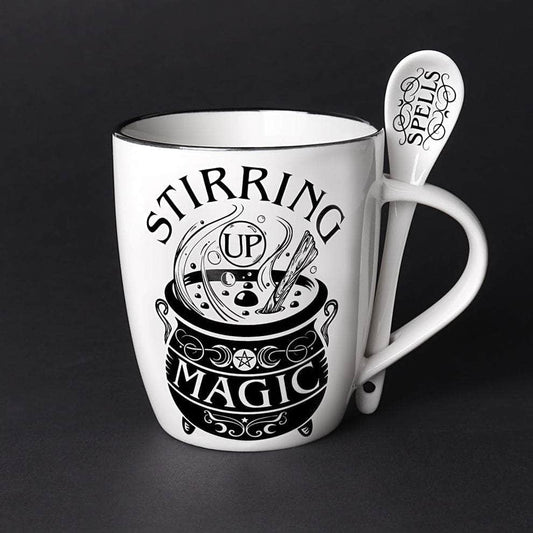 The Witches Sage LLC Mug Stirring Up Magic Mug & Spoon Set Stirring Up Magic Mug & Spoon Set