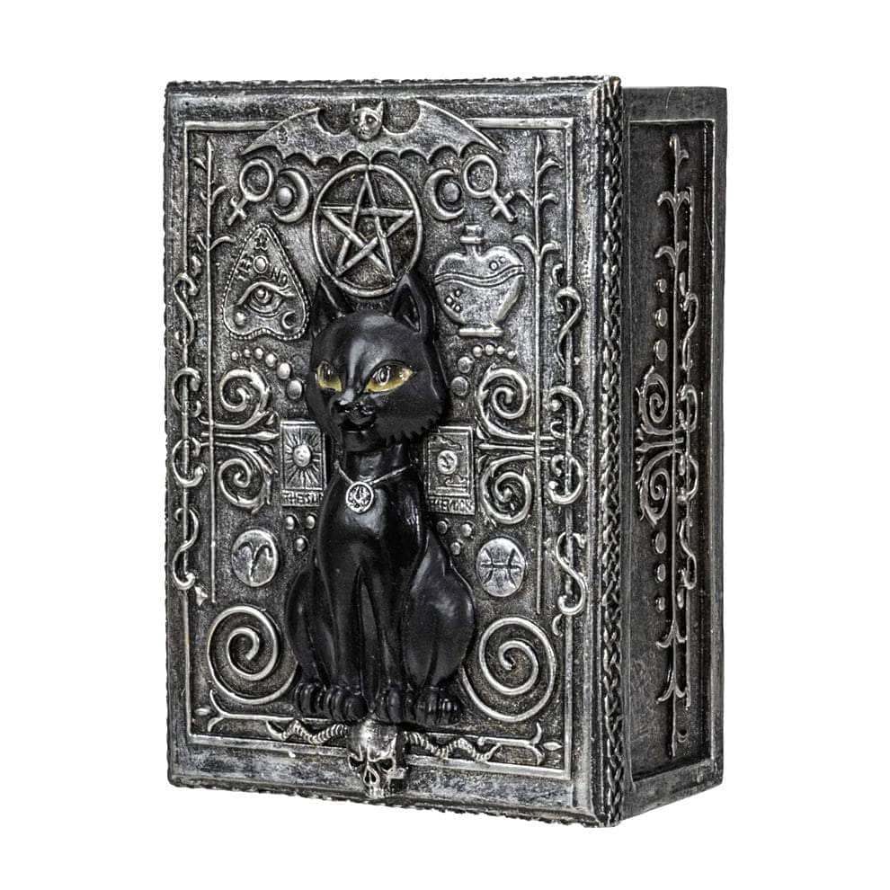 The Witches Sage LLC Wood Box Black Cat Tarot Box Black Cat Tarot Box