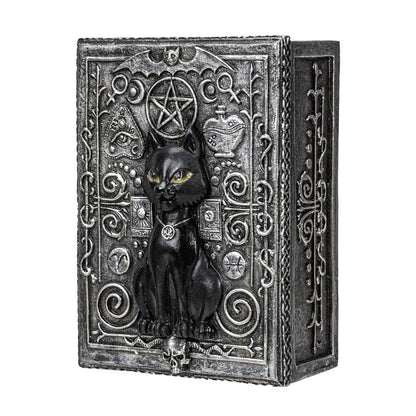 The Witches Sage LLC Wood Box Black Cat Tarot Box Black Cat Tarot Box