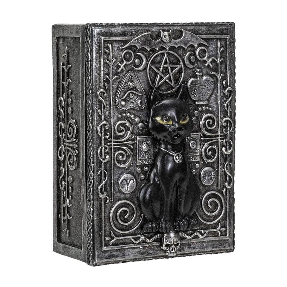 The Witches Sage LLC Wood Box Black Cat Tarot Box Black Cat Tarot Box