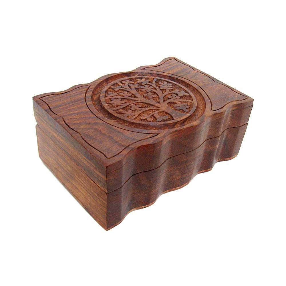 The Witches Sage LLC Wood Box Tree of Life Carved Wood Box 4" x 6" Tree of Life Carved Wood Box 4" x 6"