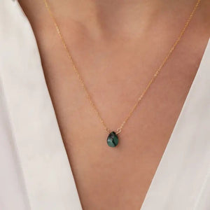 Thira Jewelry Jewelry Raw Emerald Gemstone & Gold Teardrop Necklace