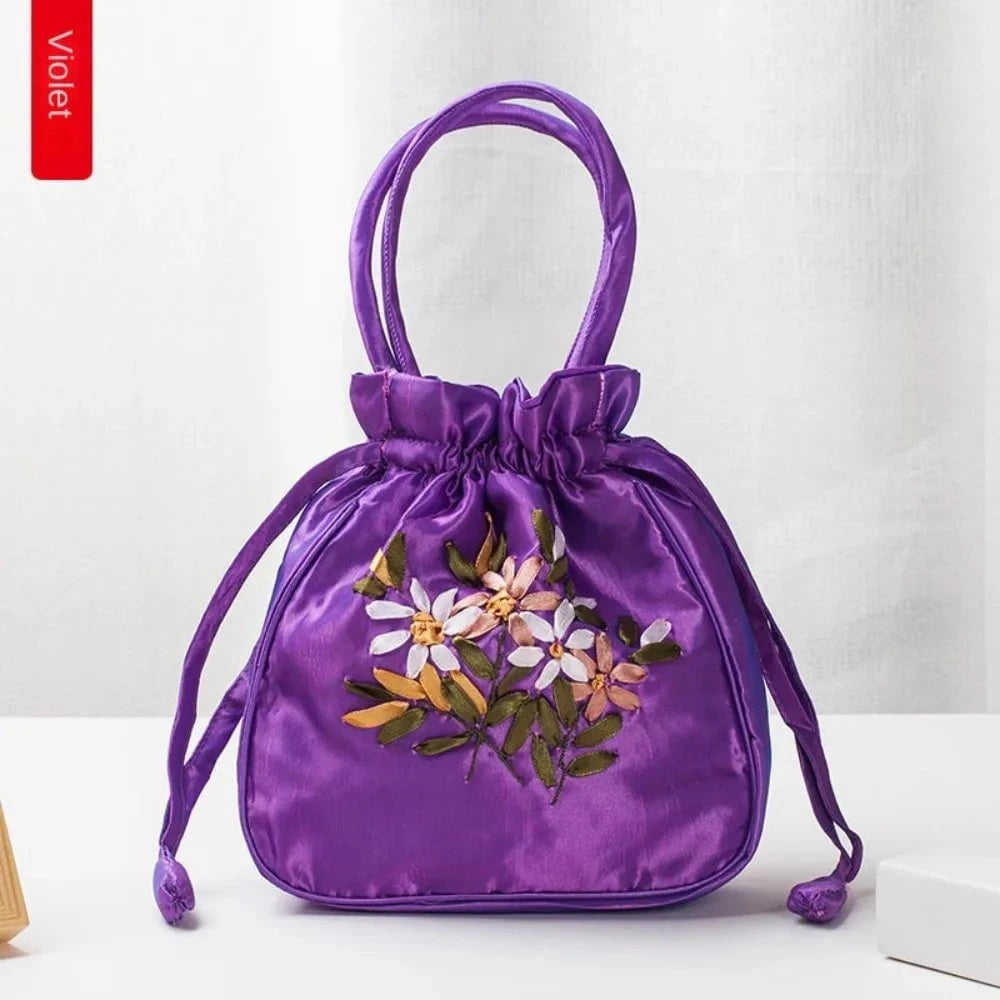 Ultimate Bag Store C Mini Embroidered Flower Pattern Drawstring Bag Small Women Bucket Bag Top Handle Ladies Handbag Phone Bag Summer Purse Mini Embroidered Flower Pattern Drawstring Bag Small Women Bucket Bag Top Handle Ladies Handbag Phone Bag Summer Purse