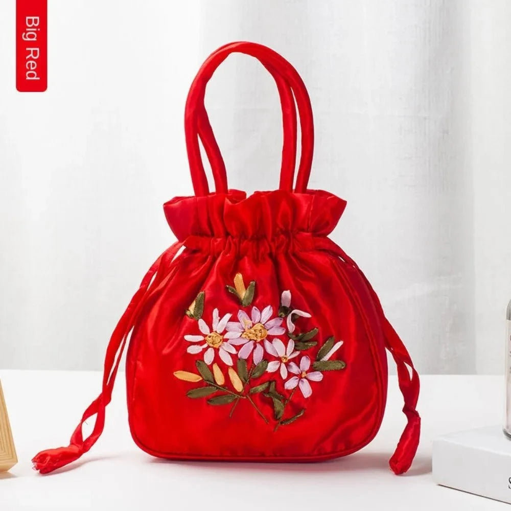 Ultimate Bag Store E Mini Embroidered Flower Pattern Drawstring Bag Small Women Bucket Bag Top Handle Ladies Handbag Phone Bag Summer Purse Mini Embroidered Flower Pattern Drawstring Bag Small Women Bucket Bag Top Handle Ladies Handbag Phone Bag Summer Purse