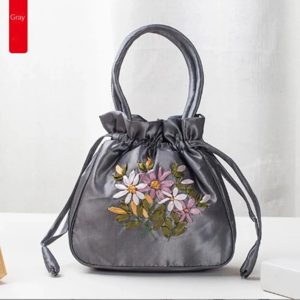 Ultimate Bag Store G Mini Embroidered Flower Pattern Drawstring Bag Small Women Bucket Bag Top Handle Ladies Handbag Phone Bag Summer Purse Mini Embroidered Flower Pattern Drawstring Bag Small Women Bucket Bag Top Handle Ladies Handbag Phone Bag Summer Purse