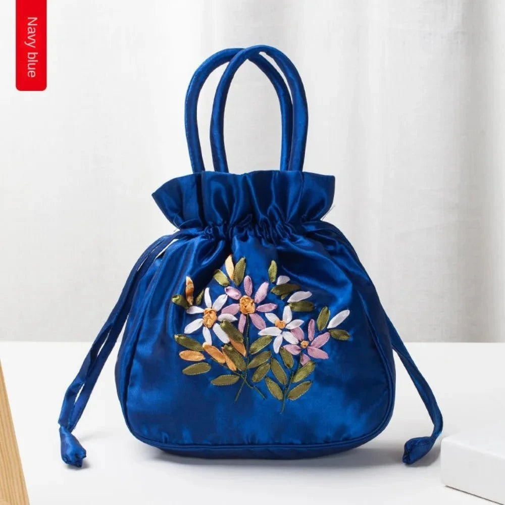 Ultimate Bag Store H Mini Embroidered Flower Pattern Drawstring Bag Small Women Bucket Bag Top Handle Ladies Handbag Phone Bag Summer Purse Mini Embroidered Flower Pattern Drawstring Bag Small Women Bucket Bag Top Handle Ladies Handbag Phone Bag Summer Purse