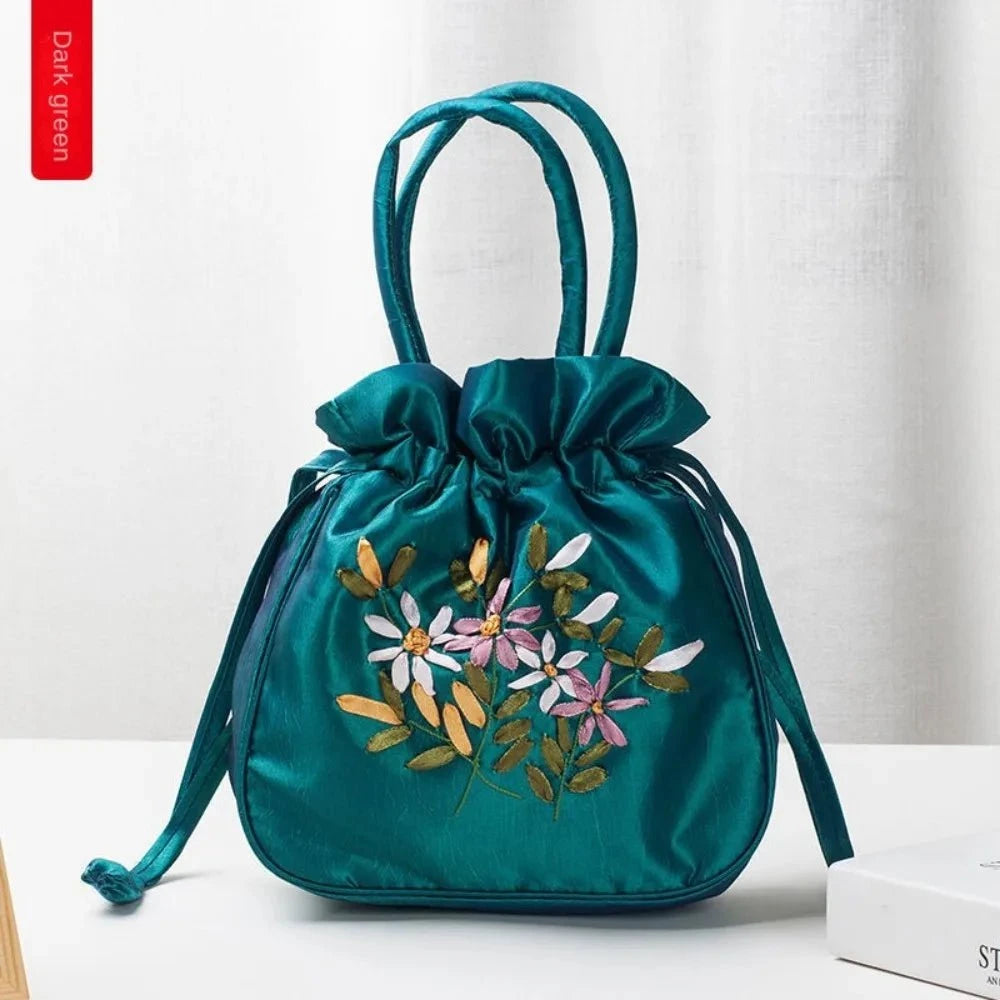 Ultimate Bag Store J Mini Embroidered Flower Pattern Drawstring Bag Small Women Bucket Bag Top Handle Ladies Handbag Phone Bag Summer Purse Mini Embroidered Flower Pattern Drawstring Bag Small Women Bucket Bag Top Handle Ladies Handbag Phone Bag Summer Purse