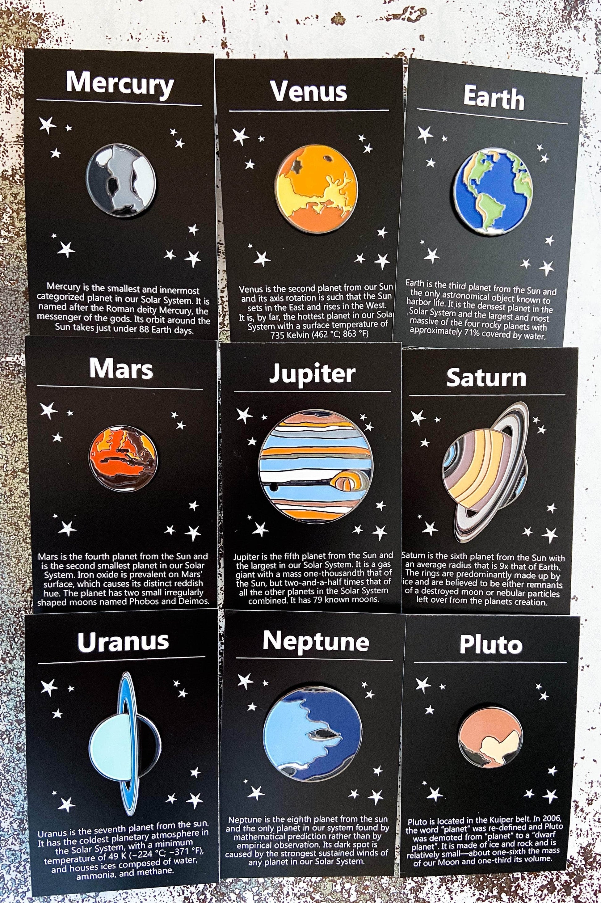 Yugen Handmade Enamel Pin Solar System Planet Enamel Pin Set of 9 Solar System Planet Enamel Pin Set of 9
