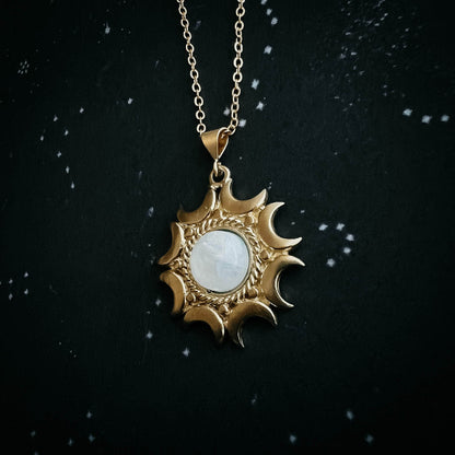 Yugen Handmade Necklace Lunar Witch Necklace - Rainbow Moonstone Pendant Lunar Witch Necklace - Rainbow Moonstone Pendant