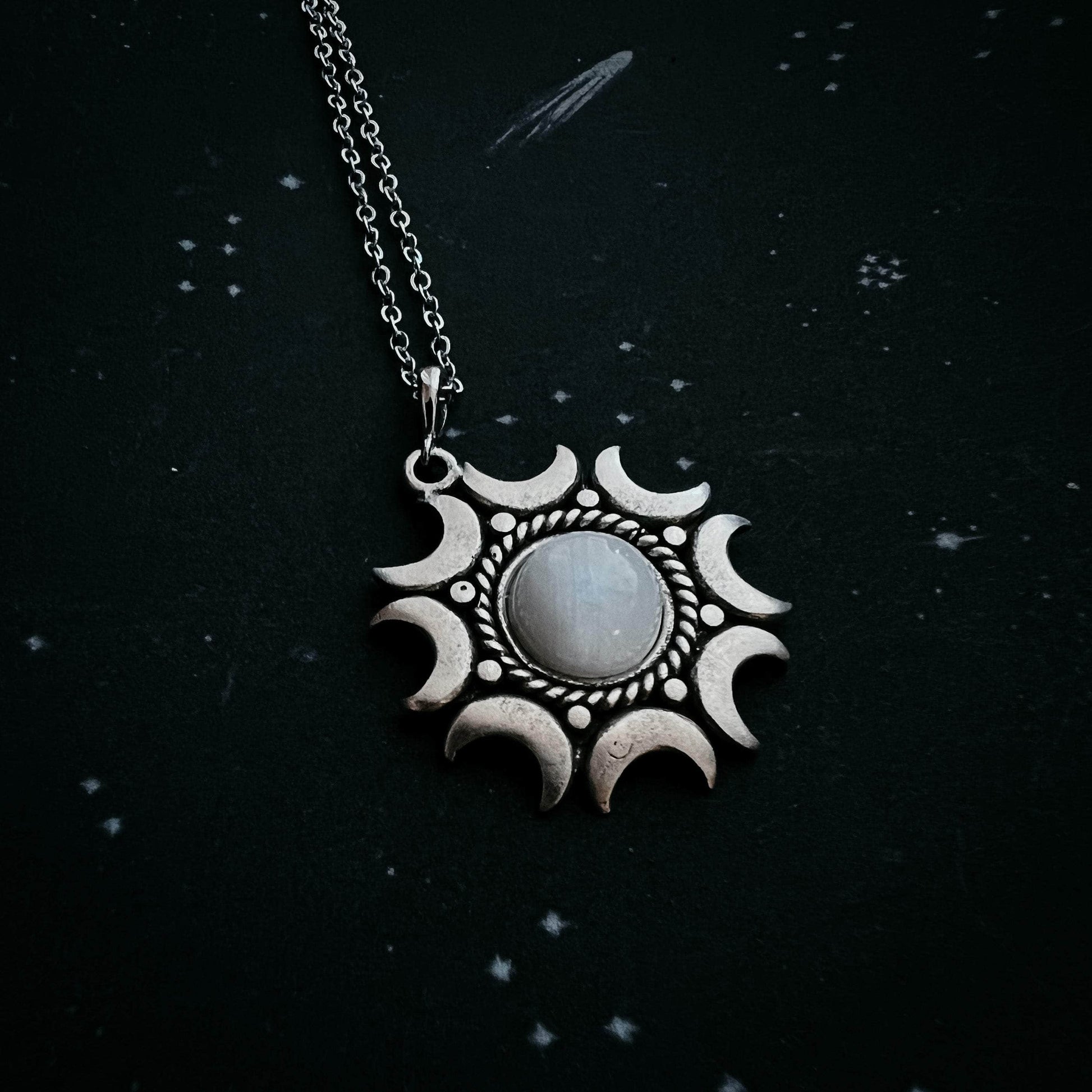 Yugen Handmade Necklace Lunar Witch Necklace - Rainbow Moonstone Pendant Lunar Witch Necklace - Rainbow Moonstone Pendant
