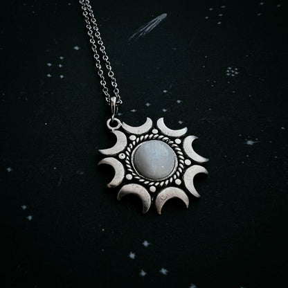 Yugen Handmade Necklace Lunar Witch Necklace - Rainbow Moonstone Pendant Lunar Witch Necklace - Rainbow Moonstone Pendant