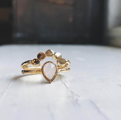Yugen Handmade Ring Gold Tone Moondrop Moonstone Ring Moondrop Moonstone Ring