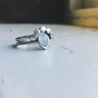 Yugen Handmade Ring Silver Tone Moondrop Moonstone Ring Moondrop Moonstone Ring